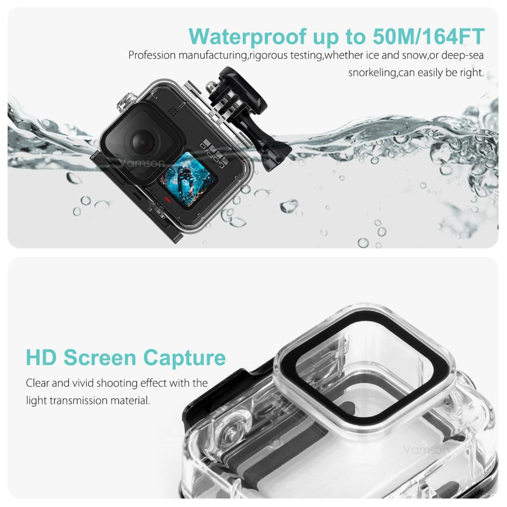 Protective Silicone Case for GoPro Hero 9 Black Tempered Glass Screen Protector for Go Pro 9 Waterproof Housing Accessory