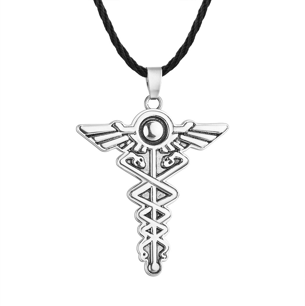 Cxwind Rvs Hermes Caduceus Ketting Sleutelhanger, Griekse Geneeskunde Symbool Ketting Sleutelhanger, Hermes Griekse God Olympia, Gre