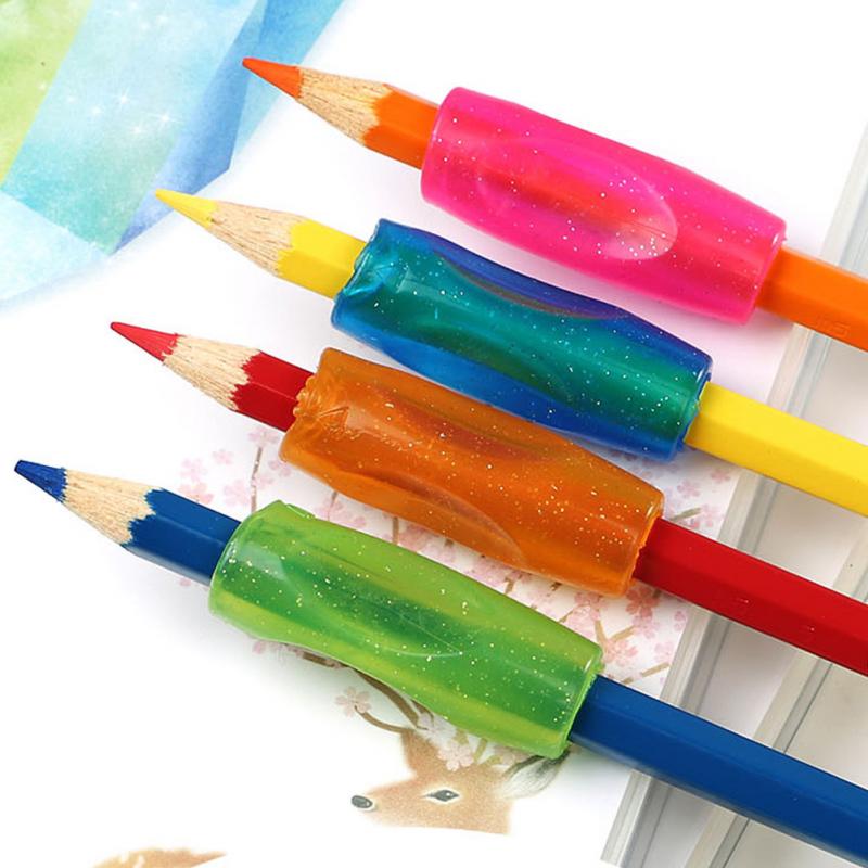 4Pcs Cilinder Vorm Pencial Grip Passen Kinderen Gebaar Siliconen Zacht Potlood Pen Student Grip Handschrift Tool