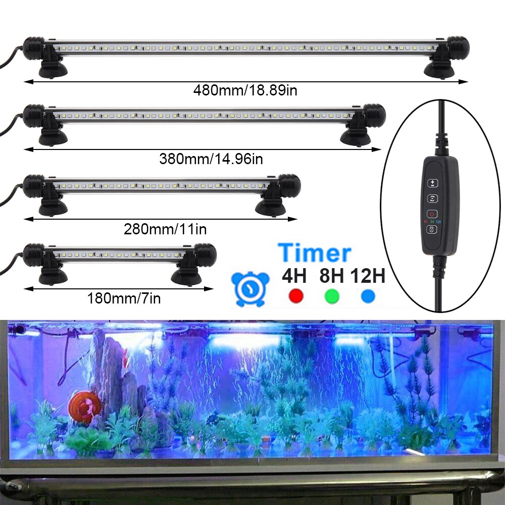 18-48Cm Dompelpompen Led Aquarium Licht Aquarium Licht Met Timer Auto On/Off 3 Modus Dimbare waterdichte IP68 Aquarium Lamp