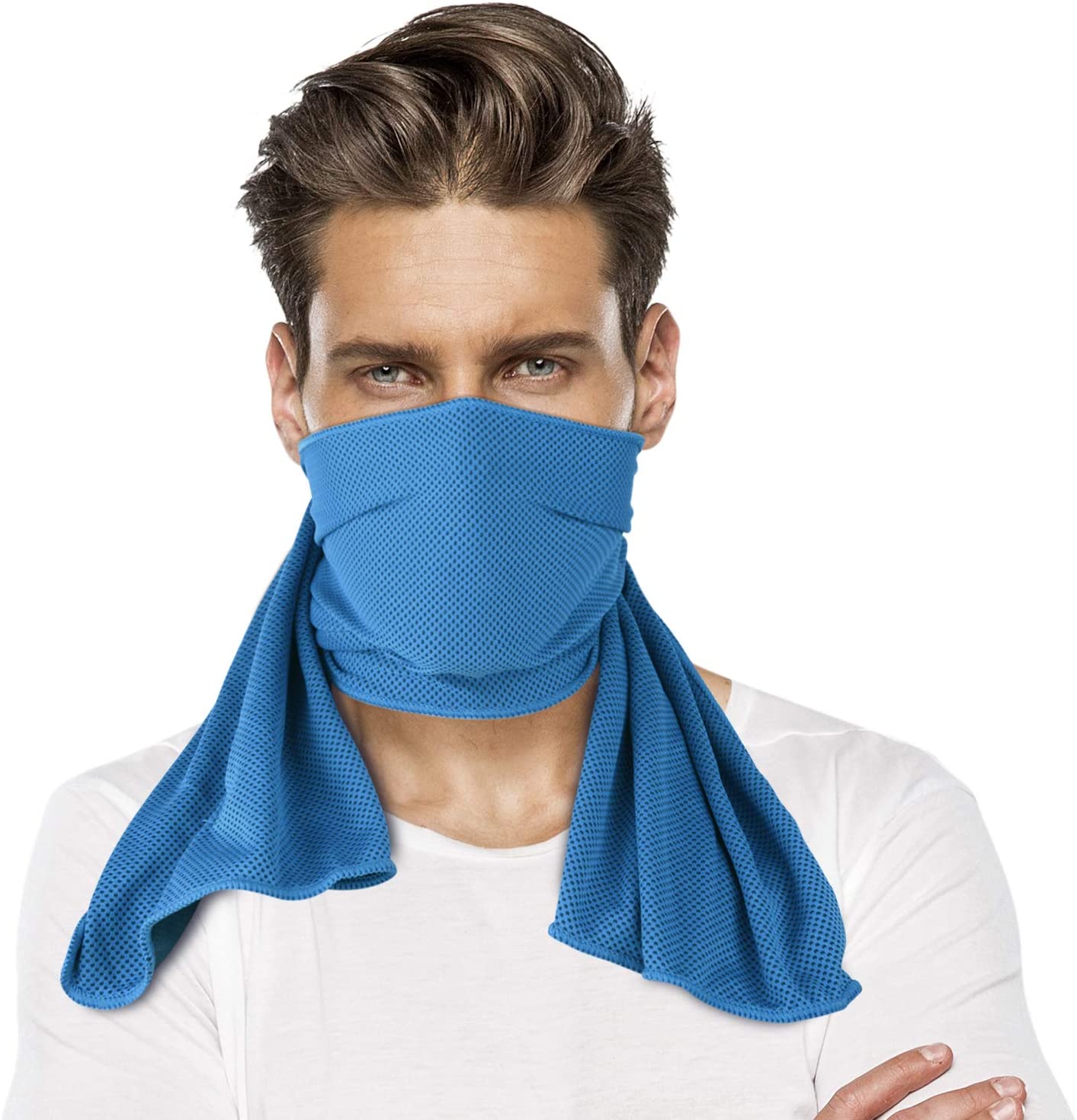 SUNLAND – serviette refroidissante respirante, écharpe de cou par évaporation, pour le travail en plein air, Golf, Fitness, Yoga, Pilates, voyage: lighr blue / 3 pcs