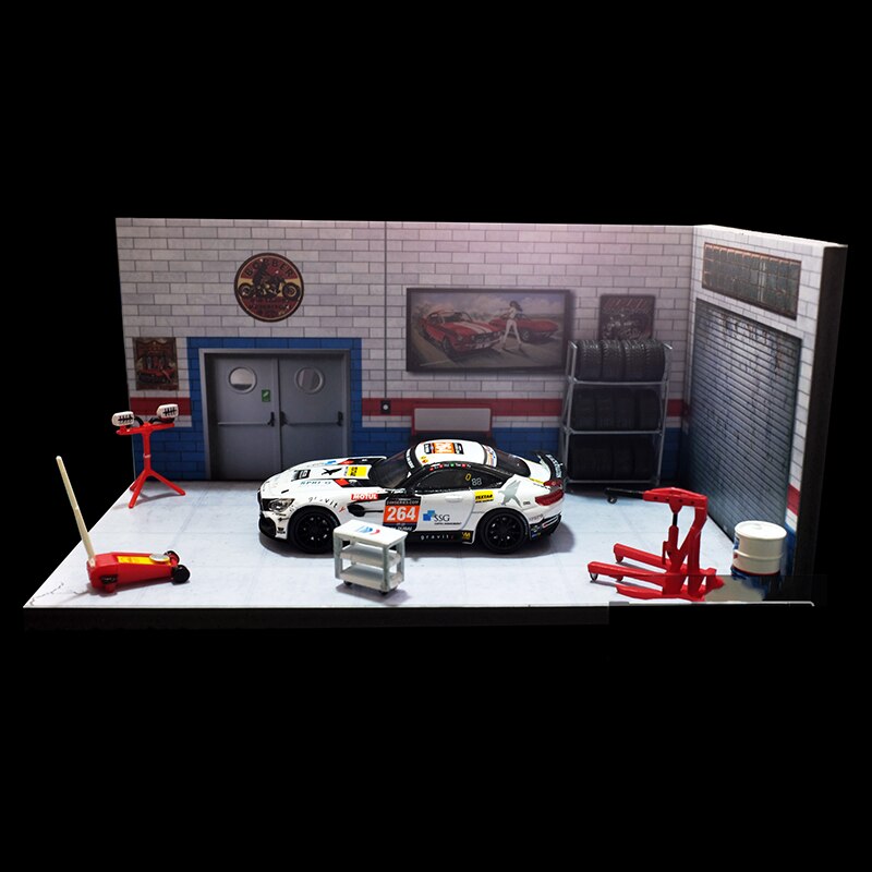 1/24 garage factory maintenance warehouse house building model for car vehicle toys collection parking lot scene background