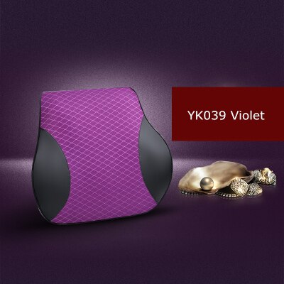 1PCS cute car seat headrest pillow leather solid for the neck rest waist back lumbar support cushion set auto pillow memory foam: YK039 Violet
