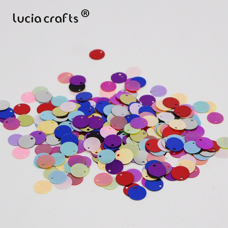 Soldes! Confettis multicolores 10mm 20g, coupe ronde en paillettes arc-en-ciel pour la couture/décoration de mariage D0206: Random mix 2