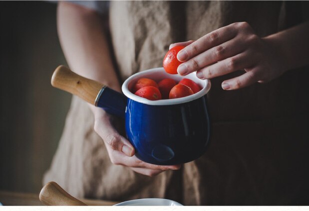 Japanese Mini milk pot induction cooker enamel butter pot single handle soup pot Pan Pan baby pot