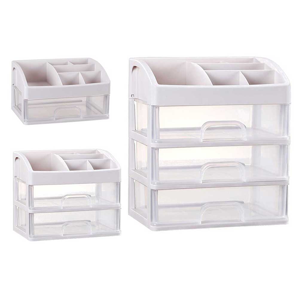 Caja organizadora de brochas de maquillaje, recipiente para joyas, cajones Organizadores de maquillaje, caja de almacenamiento de plástico para cosméticos