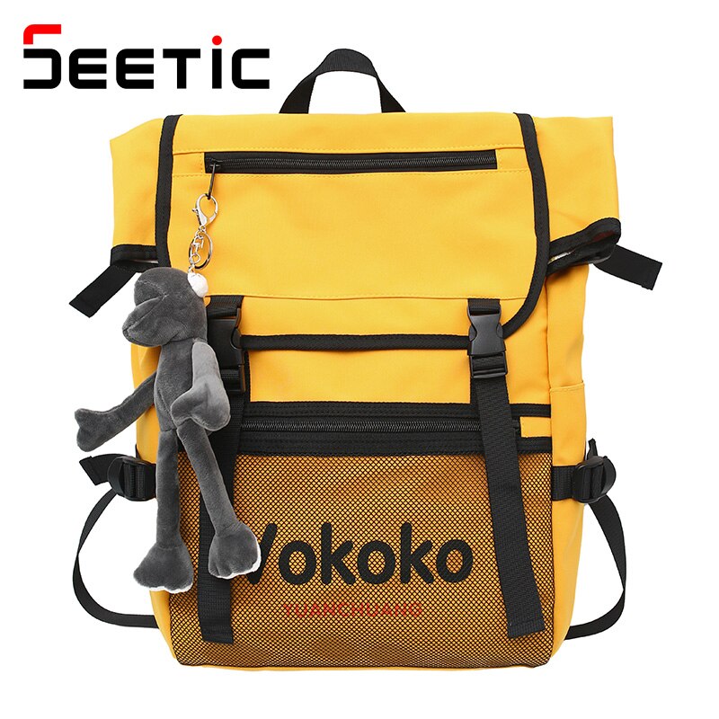 Seetic rucksack mit großem fassungsvermögen, unisex, wasserdicht, schulrucksack, diebstahlsicher, reiserucksack, damenrucksack mit mehreren fächern: Gelber rucksack