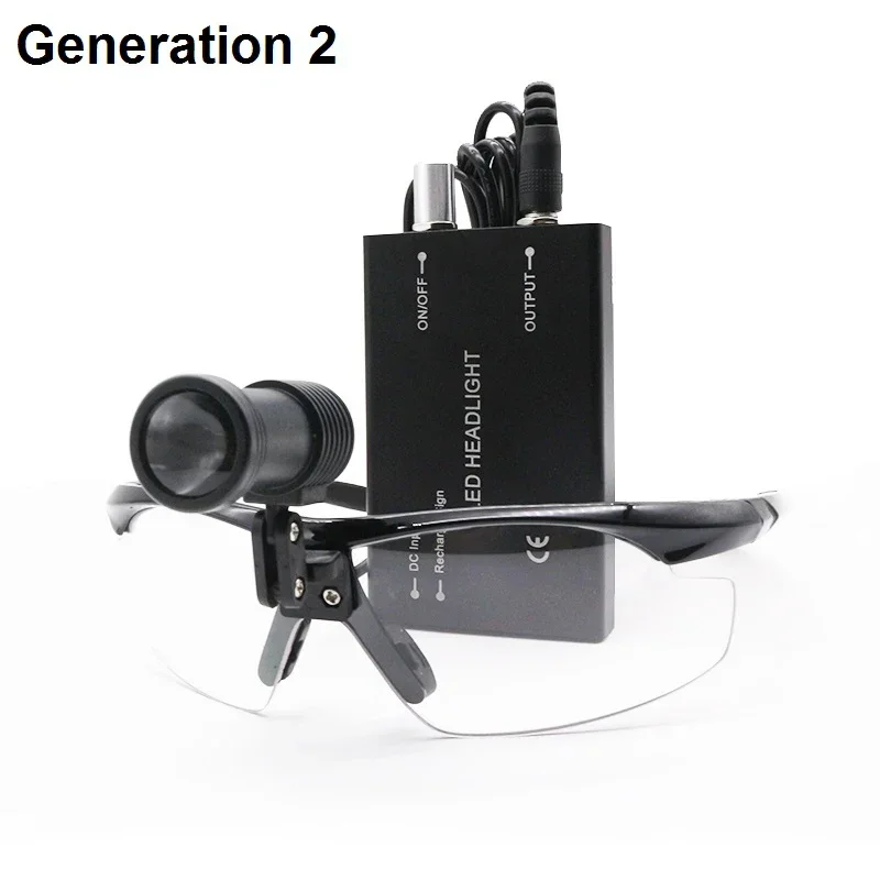 Oraler Dental-Scheinwerfer, 3 W/5 W, LED-Zahnarzt-Scheinwerfer mit chirurgischem Betrieb und Schutzbrille, wiederaufladbarer Lithium-Ionen-Akku: WHITE