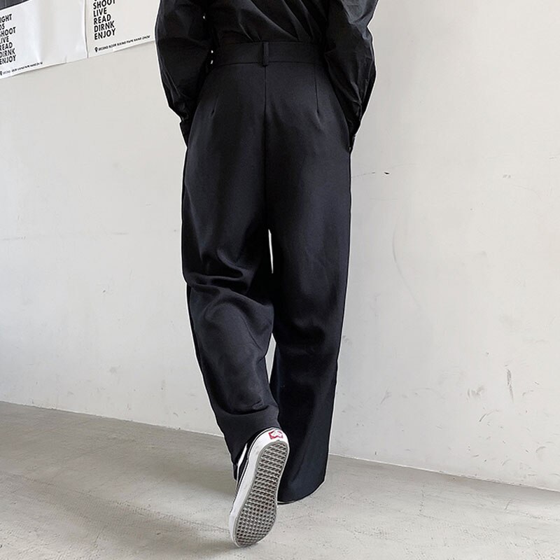 Mænd streetwear løse punk gothic bukser scene show bukser mænd bånd bælte afslappet bukser med lige brede ben