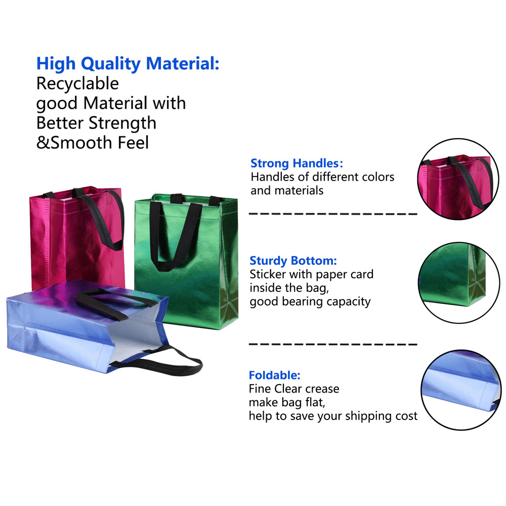 Bolsa de compras colorida de , bolsas de tela no tejida con asa, bolsas de embalaje de para de boda, postre, dulces, bricolaje, 2/5 Uds.