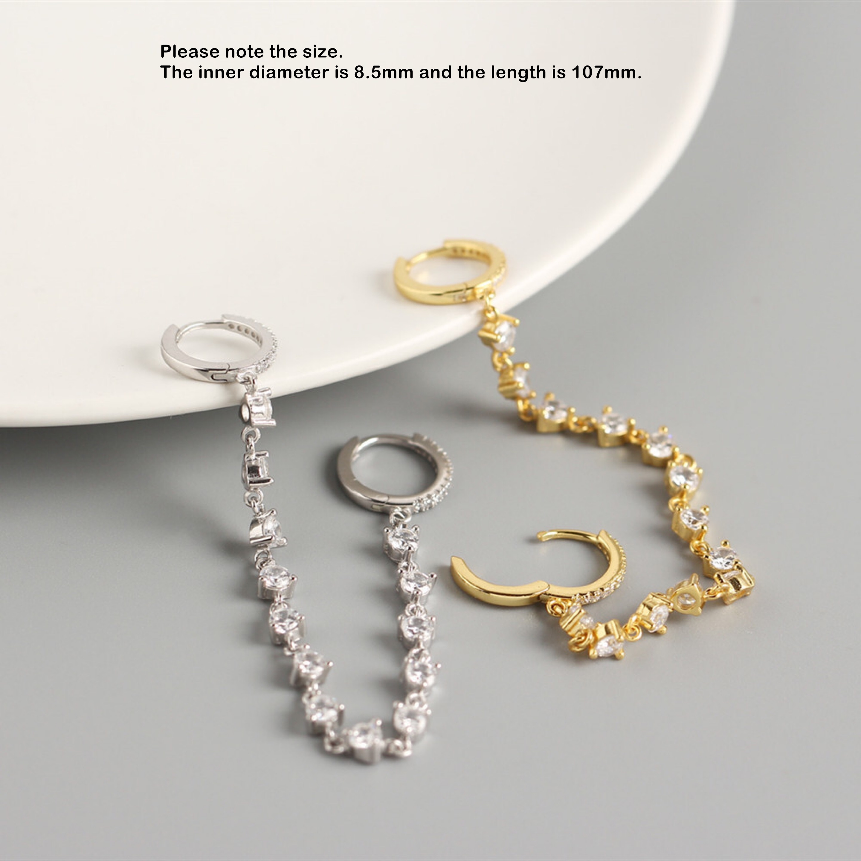 925 Sterling silber ohrring zirkon 2 durchbohrten Siamese ohren kette ohr knochen ohr schnalle persönlichkeit Trend frau mädchen ohr jewe