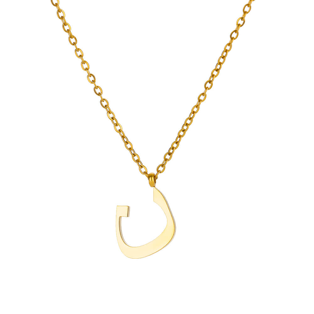 Collar del alfabeto árabe para mujer, gargantilla Simple de acero inoxidable con letras y nombre, amuleto de la suerte, joyería musulmana para mujer: Cobalto violeta