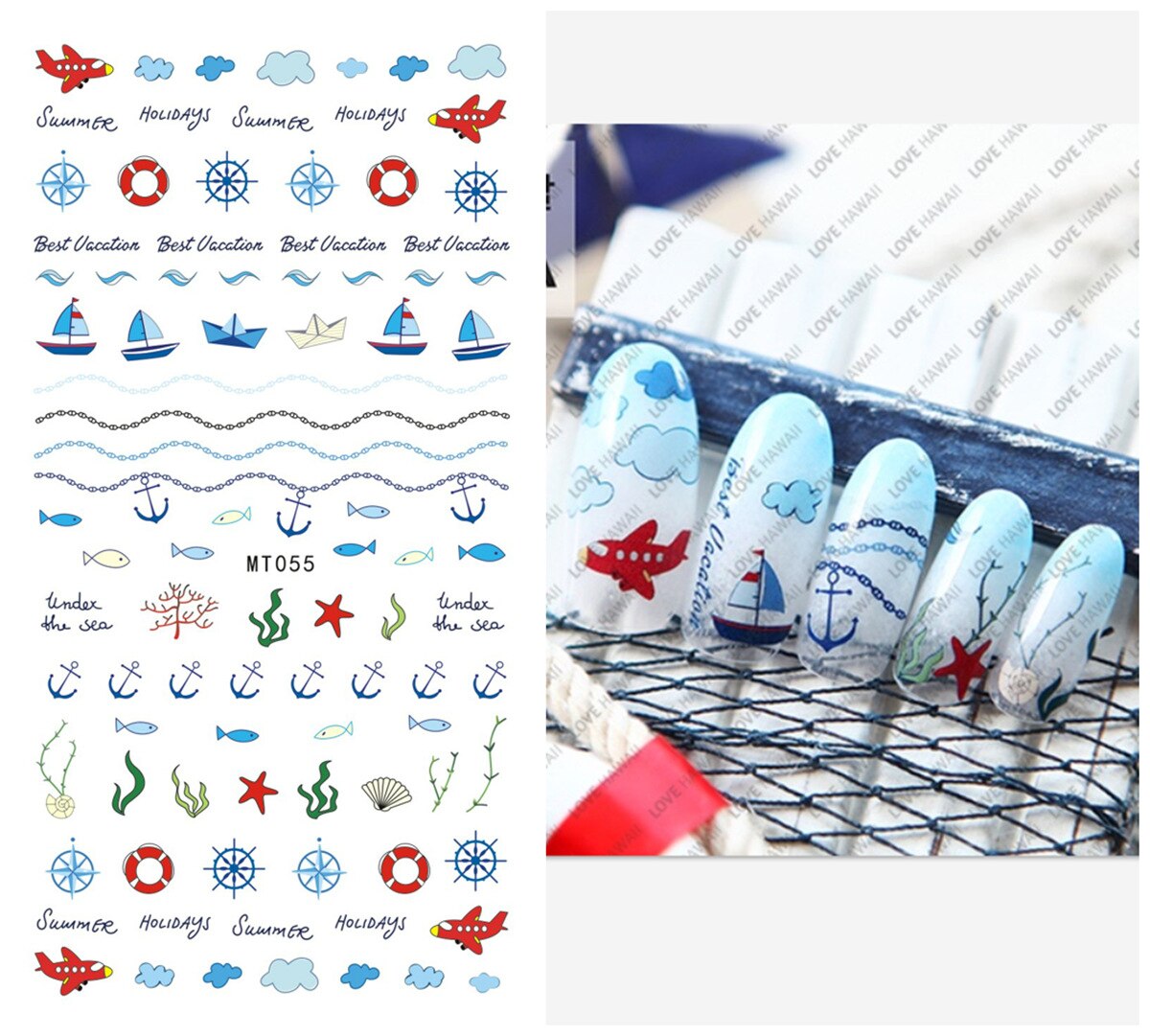 1pcs Nail Art Stickers Flamingo Coconut Tree Adhesive Nail Art Decorations Summer Beach Series Nail Stickers: MP321T55