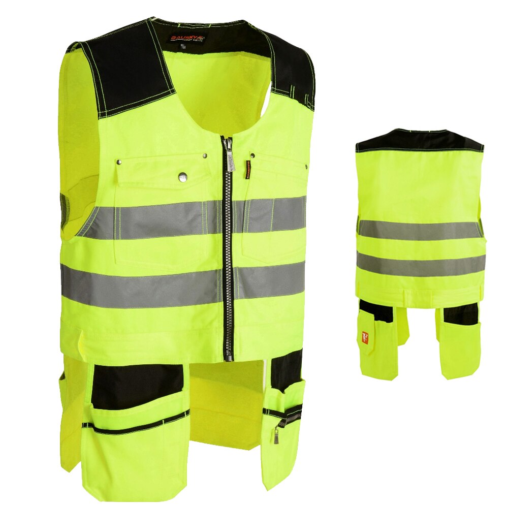 Bauskydd-Chaleco con bolsillos para herramientas para hombre, chaleco de trabajo mecánico para carpintero, ropa de trabajo para exteriores, chaleco para herramientas,: Grey / S