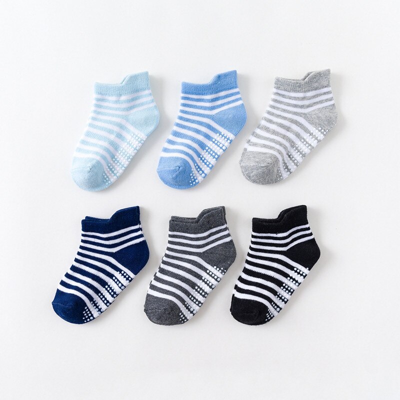 6 Paar/set Kids Baby Meisje Sokken Anti-Slip Baby Boy Sokken Elastische Gebreide Katoenen Sokken: TWS0648