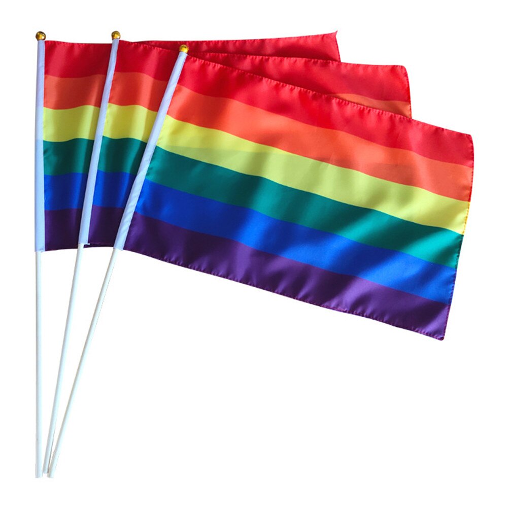 Gökkuşağı bayrağı renkli gökkuşağı barış bayrakları Polyester lezbiyen eşcinsel Parade bayrakları afiş LGBT Pride LGBT bayrak ev dekorasyon 3 boyutları: 5pc 14X21cm