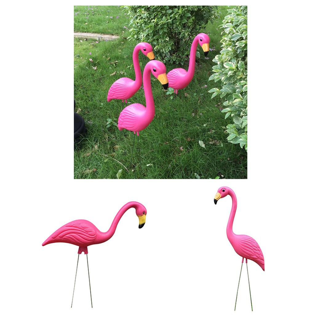 1 Pair Lifelike Pink Flamingo Yard Garden Lawn Art Ornament Decor Statues