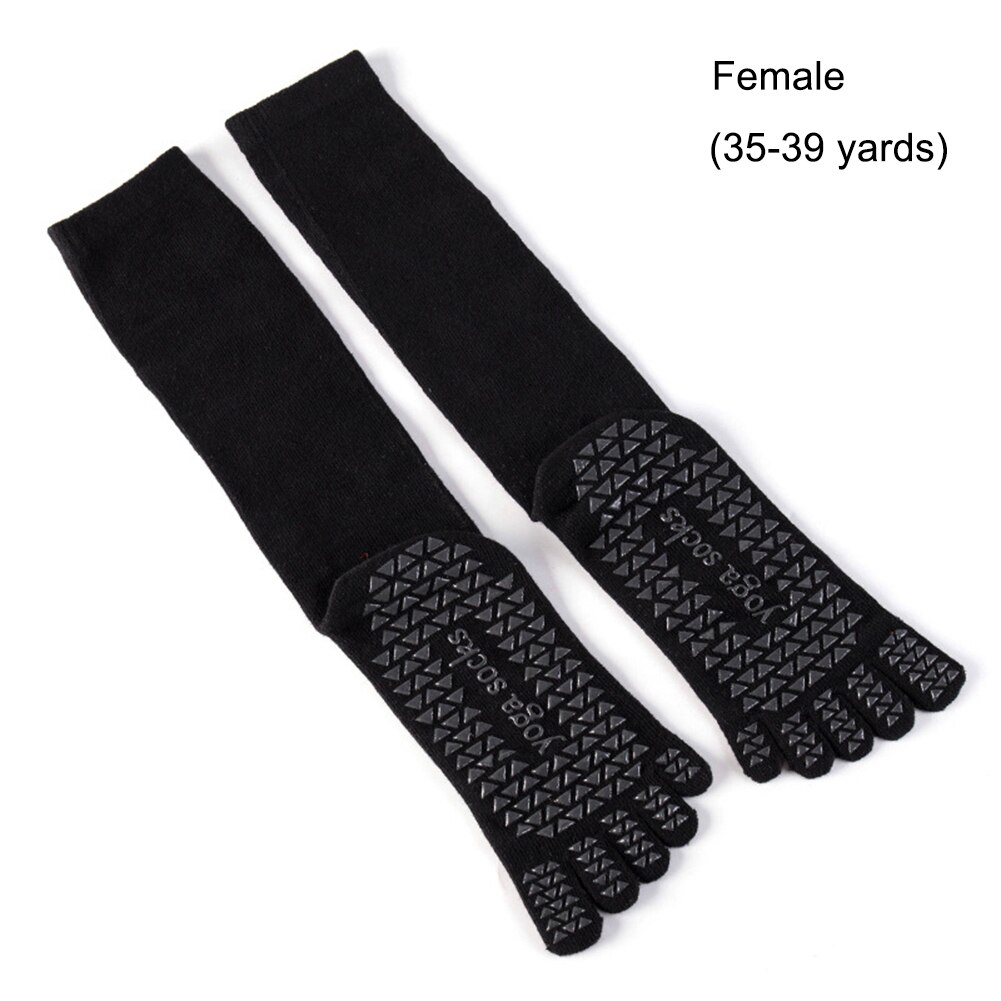 1 par yogastrumpor fitness sport bomullsstrumpor fem fingrar strumpor mjuka pilates balettstrumpor som andas för män kvinnor: Svart