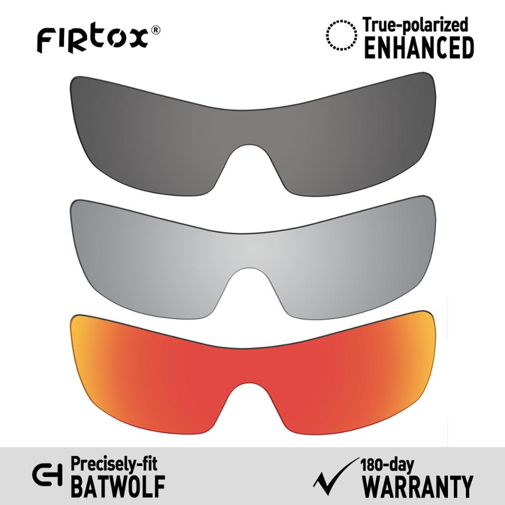 Firtox verdadeiro uv400 lentes polarizadas substituição para-óculos de sol oakley batwolf oo9101 (lente compatível apenas)-várias cores: Black-Titanium-Red