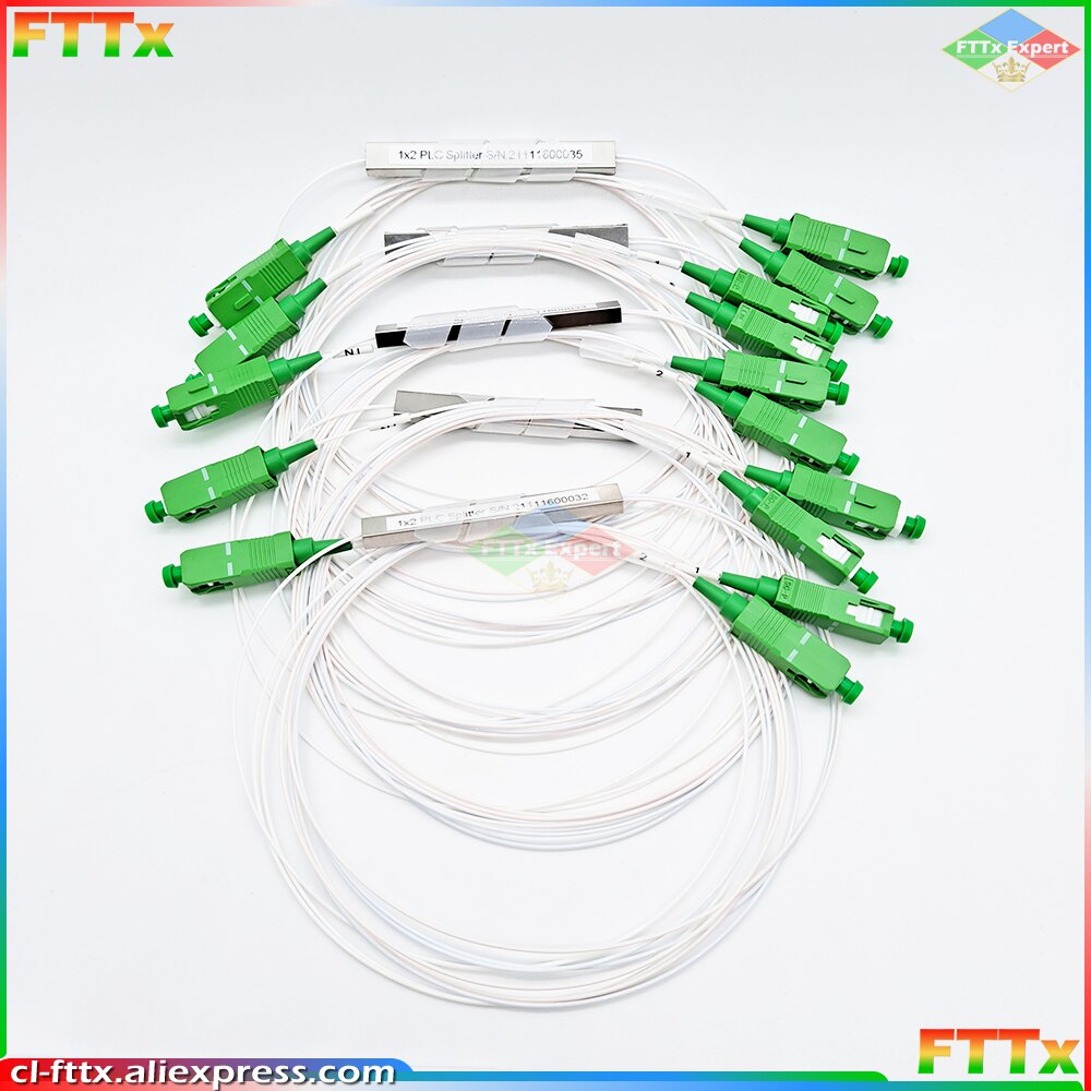 10pcs/lot 0.9mm Steel Tube Fiber Optic PLC Splitter 1x2 SC/UPC Mini Blockless G657A1 0.9mm 1M 1*2 SC APC Connector