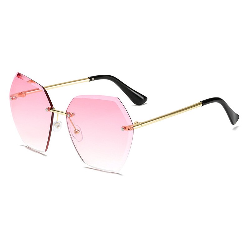 Gafas de sol de sin marco para mujer, gafas poligonales recortadas de de sin montura, Gafas de Metal cuadradas con degradado océano UV400