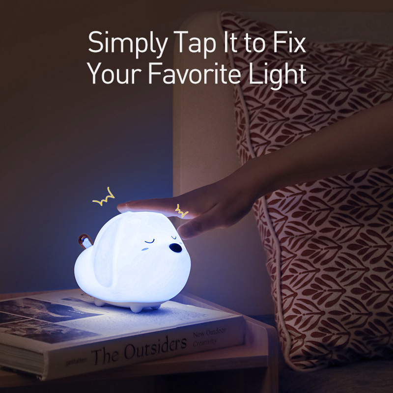 Baseus touch sensor led nattlampa silikon djurlampa för barn barn baby usb uppladdningsbar dimbar sovrumsbelysning