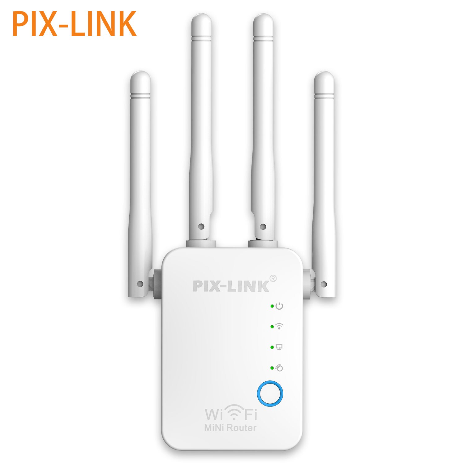 PIXLINK Drahtlose WiFi Verstärker Router 300Mbps WR16 Wi-Fi Palette Verlängerung Booster AP WPS Netzwerk Signal 4 Antennen Einfach installieren: Weiß
