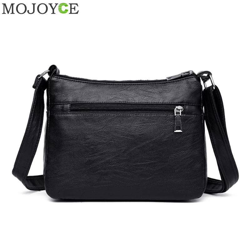 Women Crossbody Bag Black Soft Washed Leather Shoulder Bag Patchwork Messenger bags for women