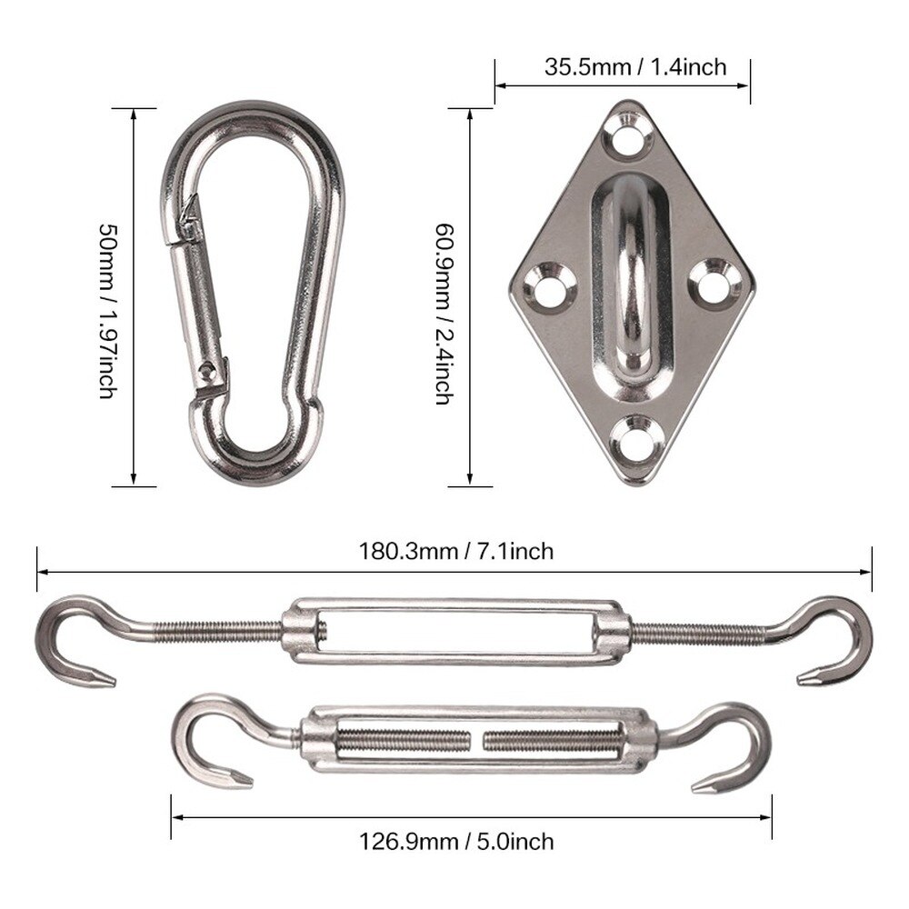 24 Pcs 316 Marine Schaduw Accessoires Grade Zonnezeil Hardware Kit 5 Inch Voor Zon Shether Tenten Luifel Installatie Haak schroeven S