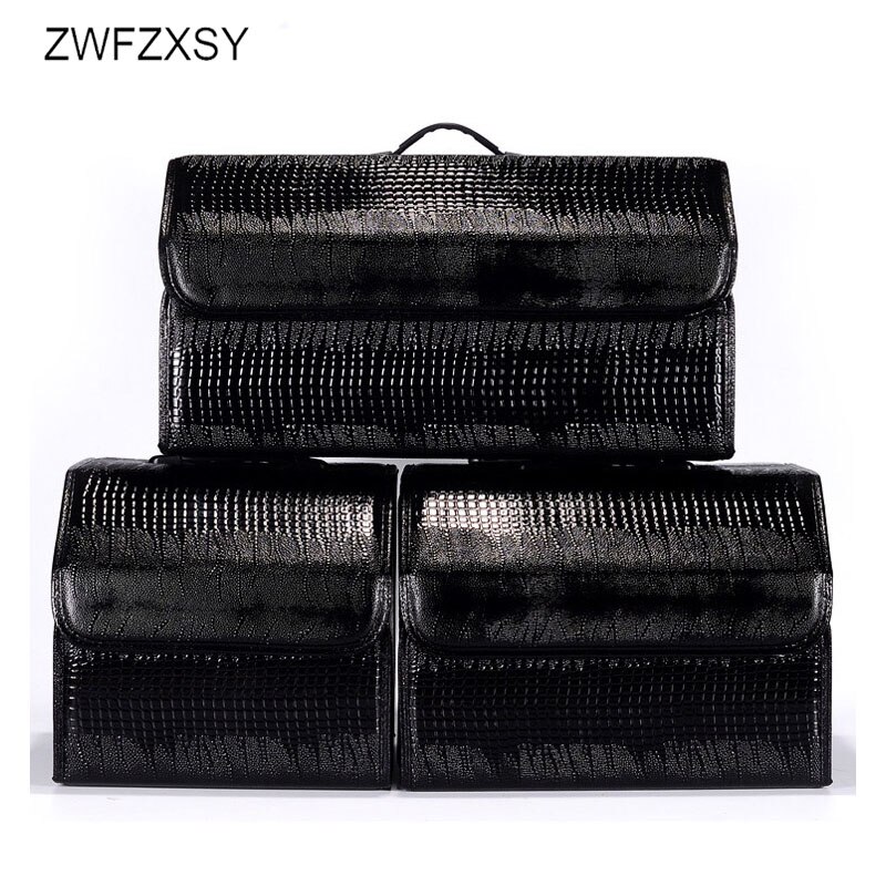 Auto opbergtas pu leren kofferbak opbergtas multifunctionele opvouwbare auto kofferbak opbergtas