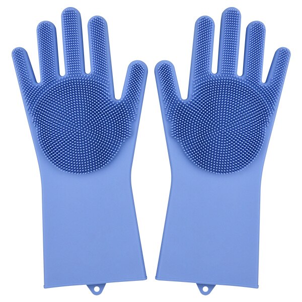 Guantes mágicos de silicona con estropajo para lavado de platos, manoplas de goma, resistentes al calor, para el hogar y la cocina, 1 par: 1