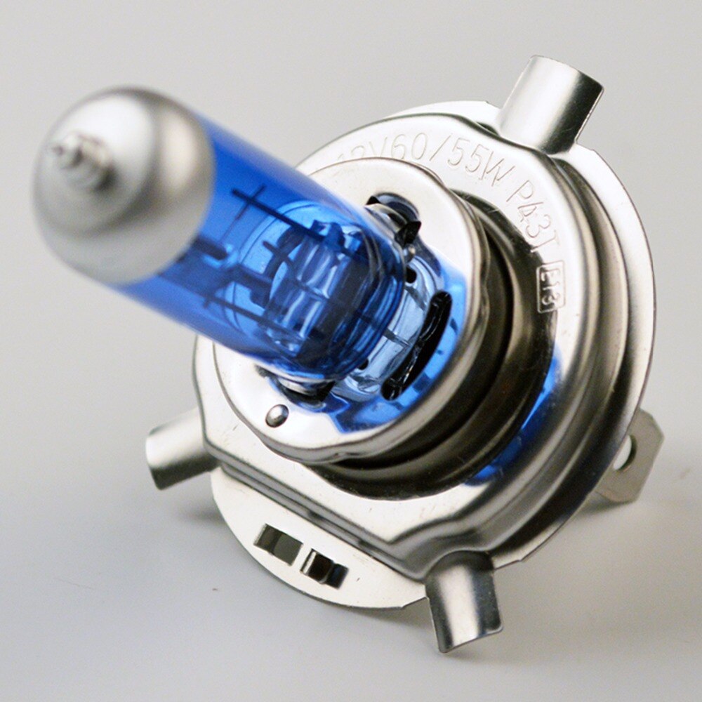 Lâmpada de halogêneo h4 12v 60/55w 5000k, lâmpada halógena xenon vidro azul escuro super branco 2 peças