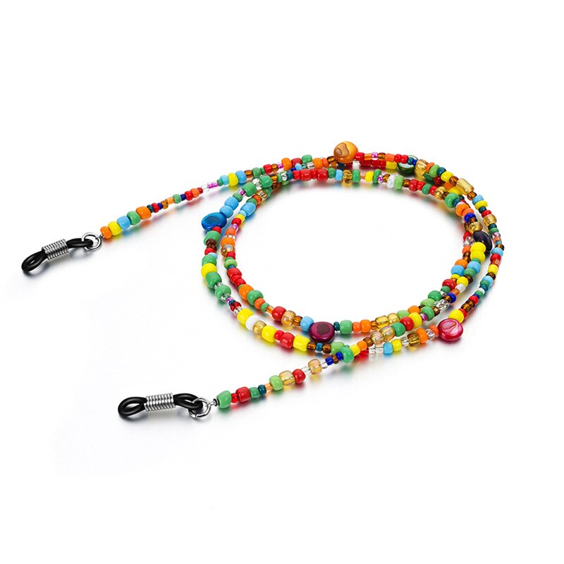 Chaîne perles colorées pour lunettes de soleil, collier pour femmes, cordon pour la lecture, cordelette de cou, cordelette pour accessoires lunettes: D-1-77CM