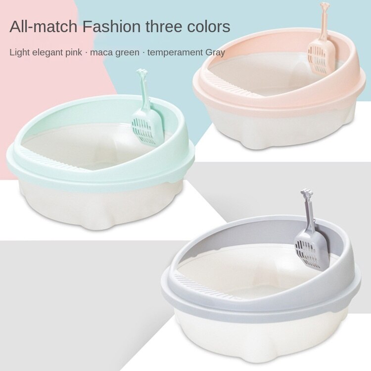 Lavabo de arena semicerrado para gato, lavabo extraíble del derrame, ideal para mascotas, ,