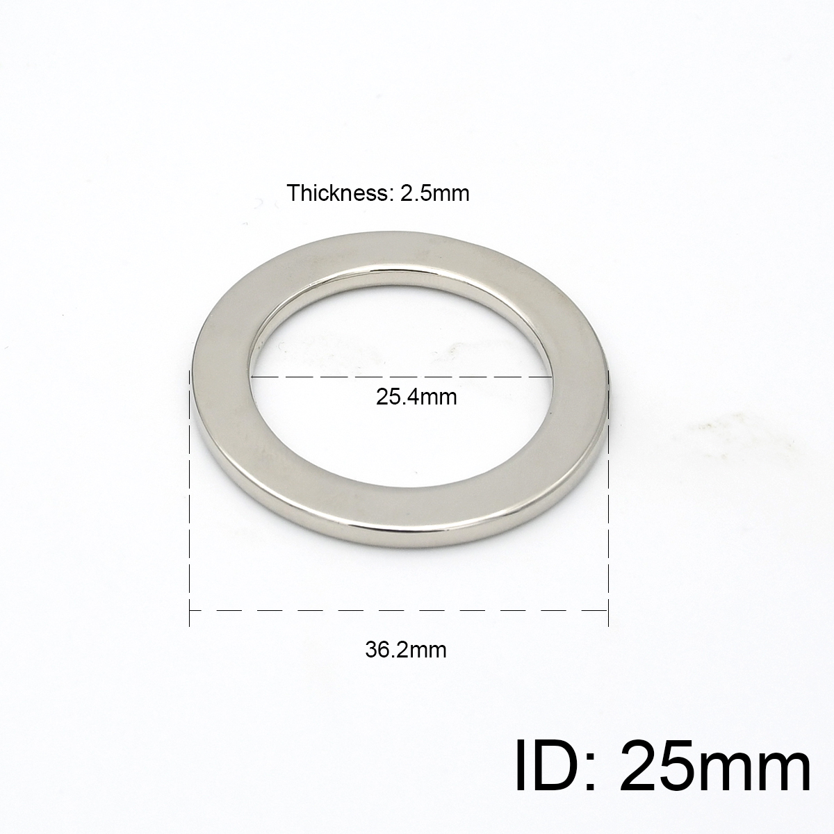Hebilla circular de alambre plano con anillo redondo de Metal para bricolaje, correas para hombro, mochila, piezas para bolso, correa artesanal de cuero, bolso con cinturón, 4 tamaños, 1 ud.