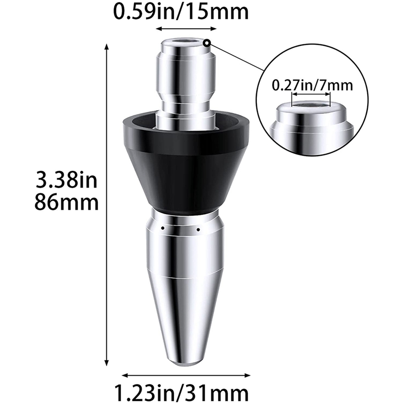 Culvert Cleaning Tool,Sewer Jetter Nozzle,Drain Cleaning Water Jetter Kit for Pressure Washer(5000 Psi,3 3/8 Inch Long)