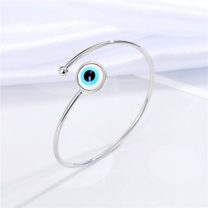 Bracelet porte-bonheur mauvais œil bleu pour femmes, 1 pièce, Vintage rond turc, ouvert, réglable, bijoux B41: yin bai yan