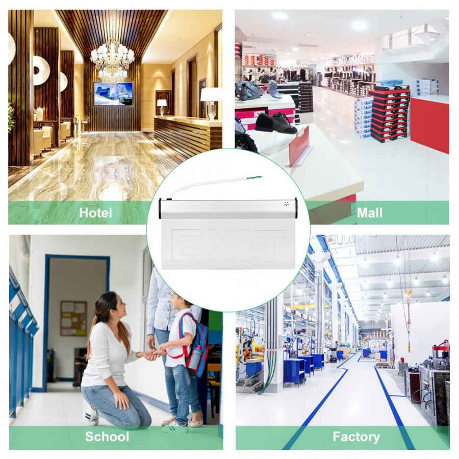 Exit Emergency Sign AC220V 3W LED PMMA 350x180mm/13.78x7.09in Emergency Exit Safety Indicator Light LED Emergency Lamp