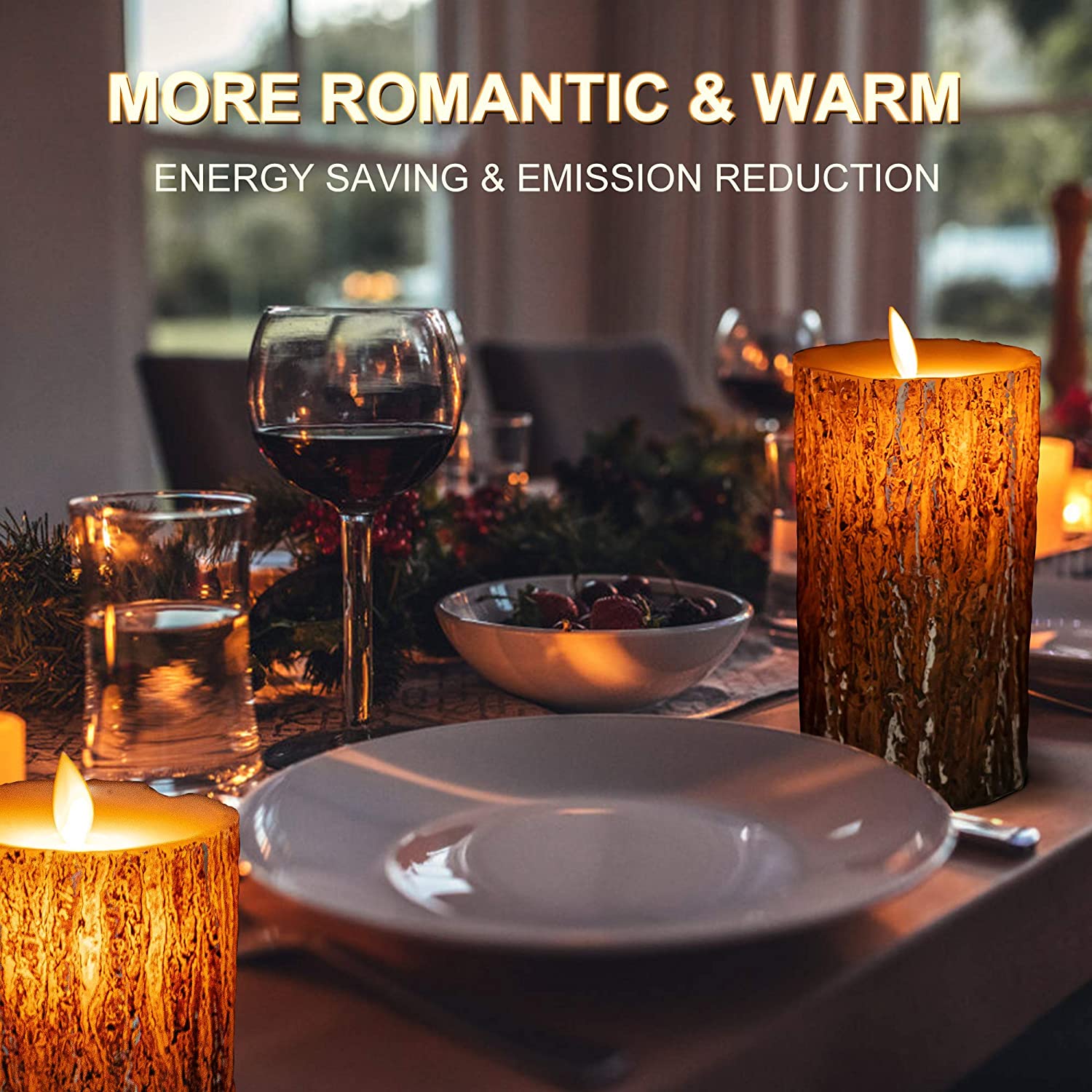 Flameless Candles Battery Operated Flickering Candles with Real Wax Pillar, Remote Control, 24-Hour Timer Function