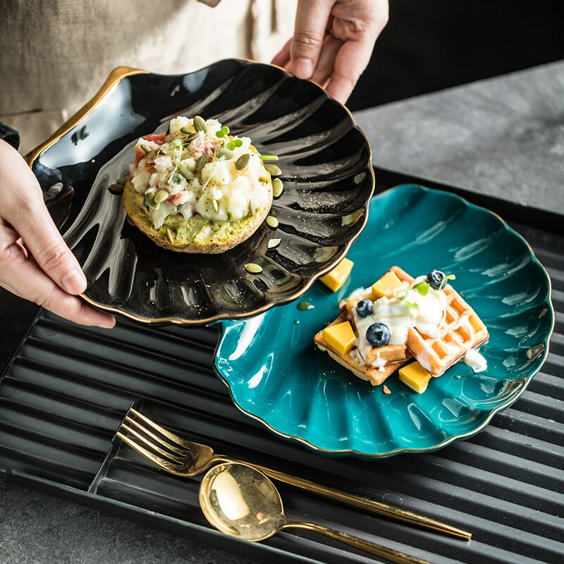 Light luxury Phnom Penh ceramic plate shell plate net celebrity restaurant ceramic tableware Nordic set plate cooking p