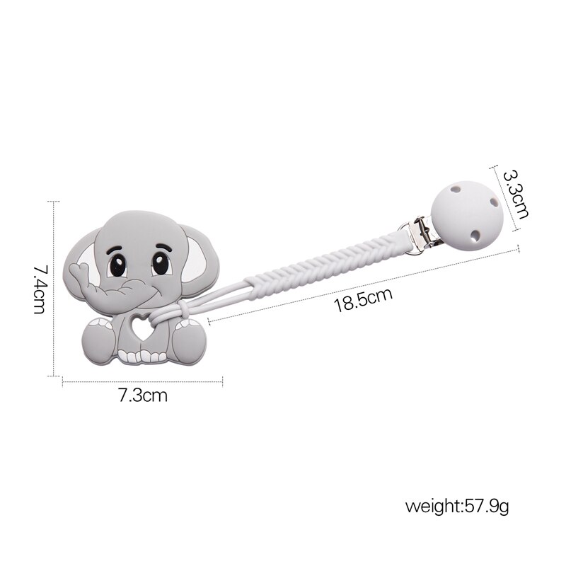 1Pcs Baby Fopspeen Clips Siliconen Bijtring Bunny Siliconen Fopspeen Kettingen Baby Bijtring Tandjes Ketting Baby Fopspeen Clip Keten: Elephant