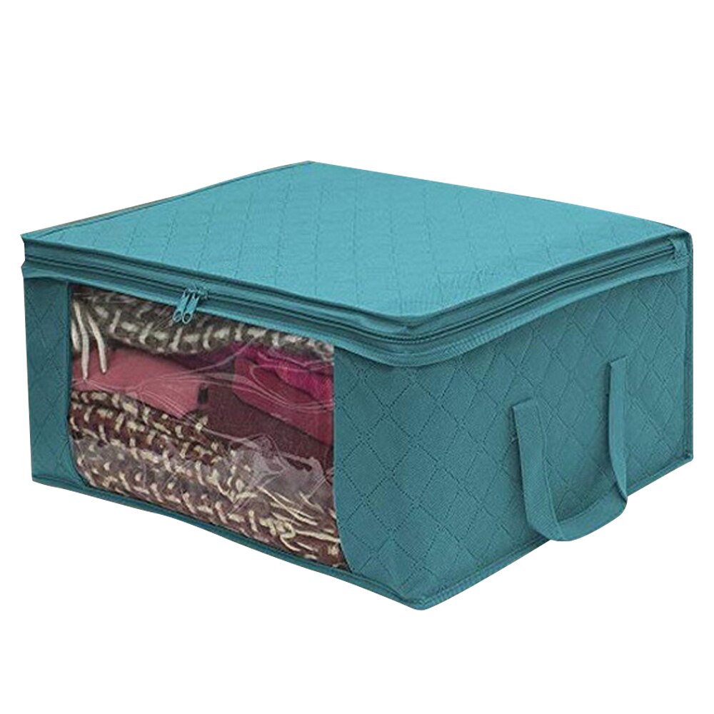 Folding Storage Box Dirty Clothes Collecting Case Non Woven Fabric With Zipper Moisture-proof Toys Quilt Storage Box: 49x36x21cm green