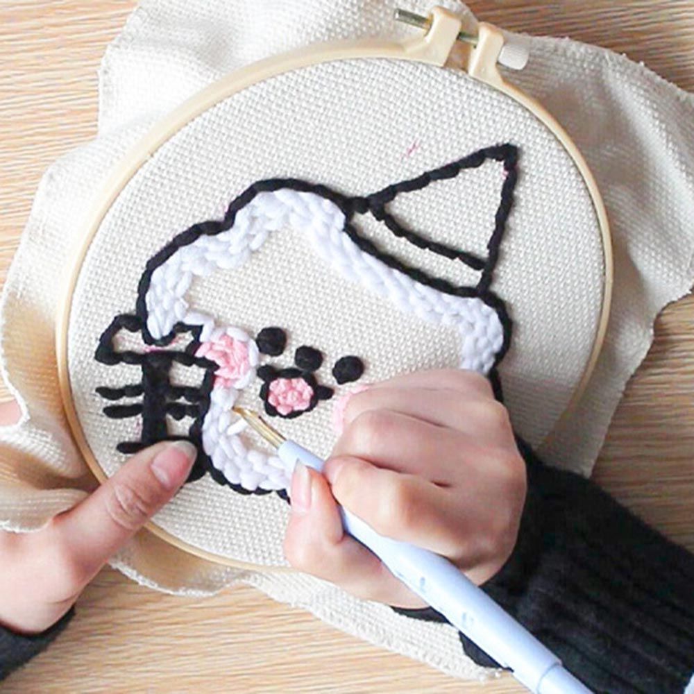 Full Set of Embroidery Starter Kit With Yarn For Beginners Cross Stitch Kit Embroidery Hoop Sewing Accessories Handmade DIY Craf