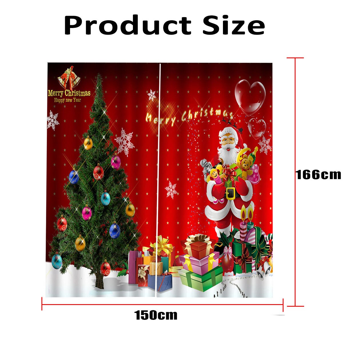 Cortinas navideñas de efecto 3D con ganchos, Juego de 2 paneles y 10 colores, cortinas de tela de poliéster para ventana, pantallas para puerta, decoración para el hogar