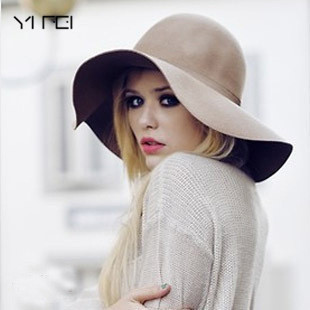 ¡Novedad! Sombrero Pillbox YIFEI, bombín Fedora sombrero de fieltro de ala ancha para mujer, gorra con lazo flexible para el sol, sombrero grande para mujer, 10 colores para exteriores