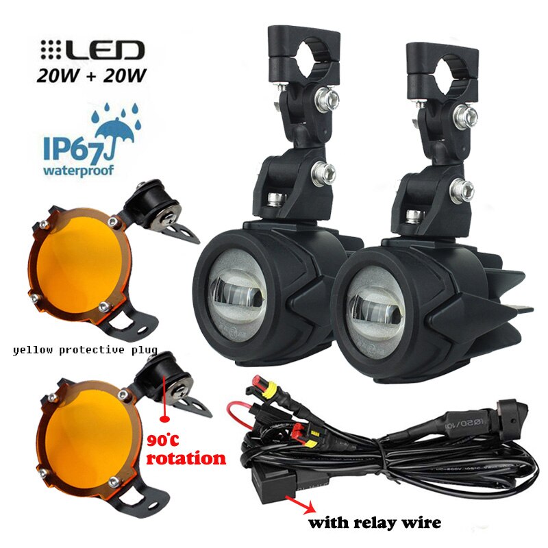 Luz LED antiniebla para motocicleta, luz de conducción de seguridad, accesorios para motocicleta BMW F800GS R1200 GS /ADV, luces Led para motocicleta, Blanco 6000k: yellow a set