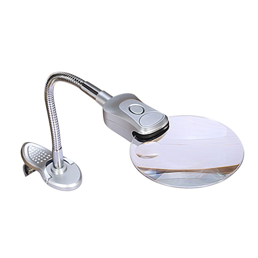 Clip-on Desk Table Magnifying Glass 90mm With 2 LED Table Magnifier Lamp Magnifier