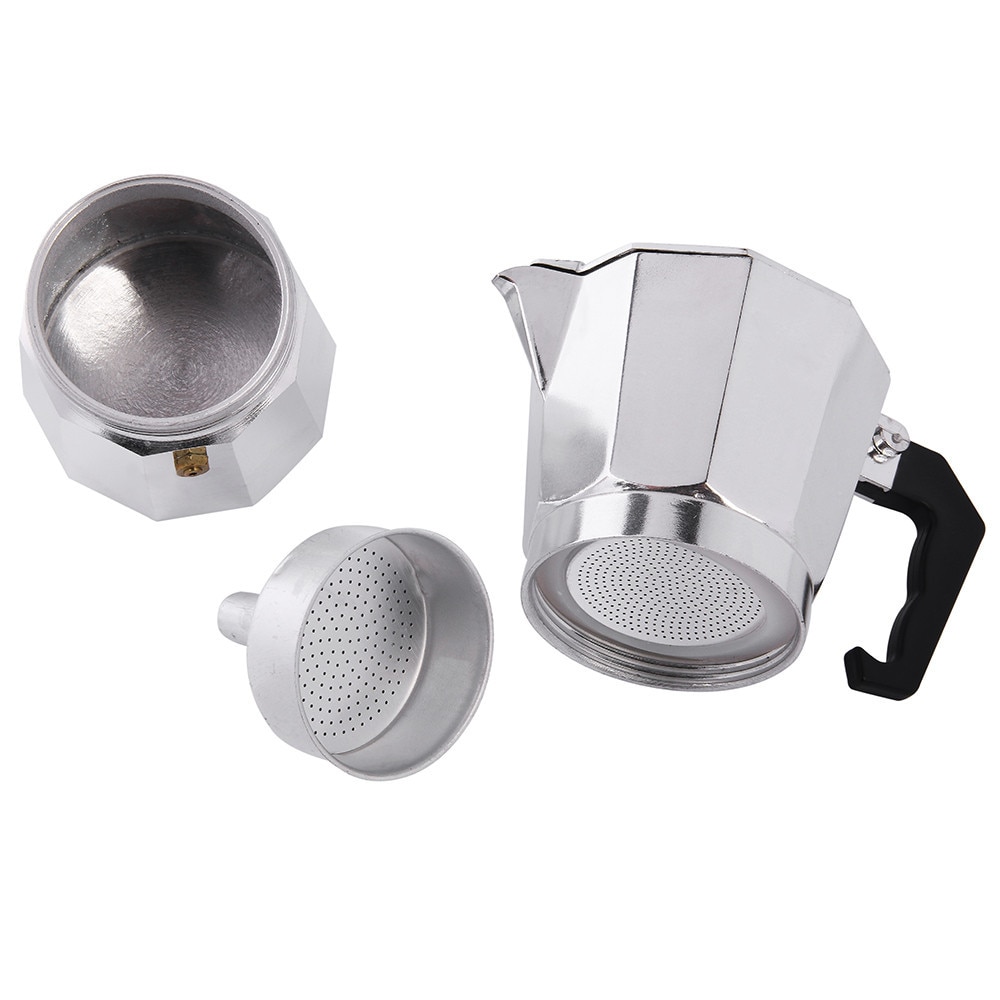 Stovetop Espresso Maker Aluminium with Brown Handle Express Espresso Maker Espresso Coffee Pots 1/2/3/6/9 Cups