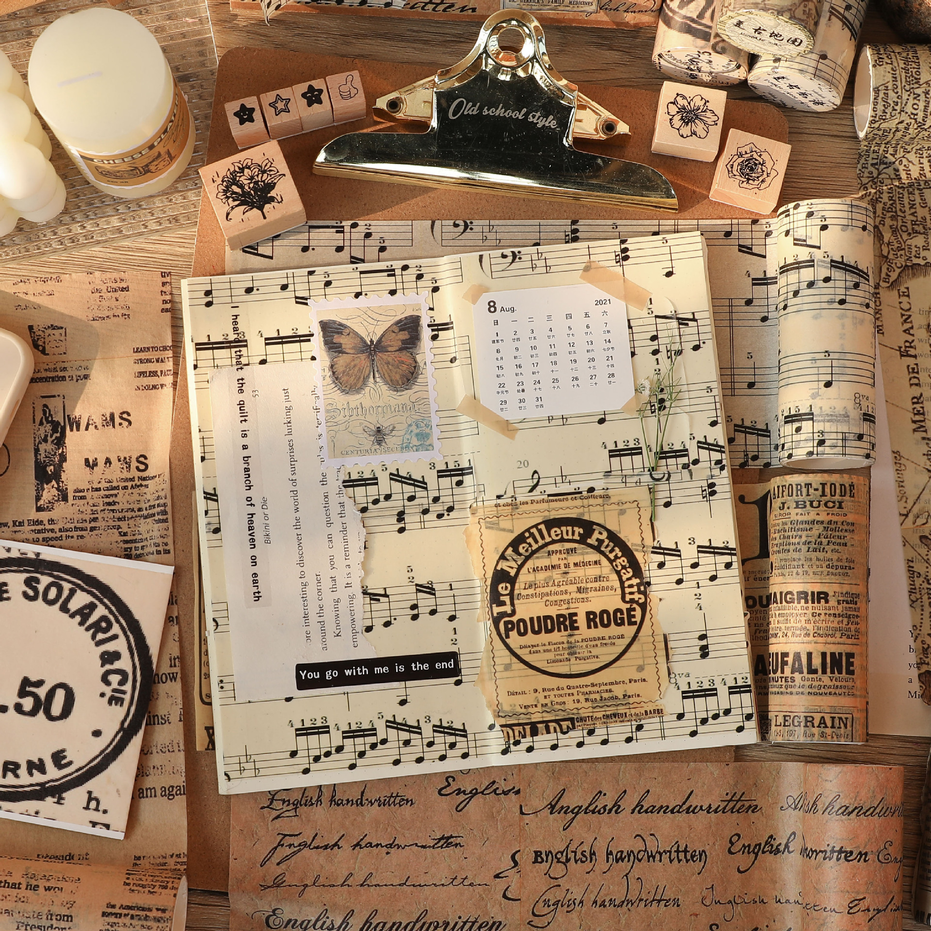 Cinta adhesiva para escribir a mano, mapa Vintage, periódico, cinta adhesiva decorativa, Diy, Scrapbooking, etiqueta adhesiva, papelería