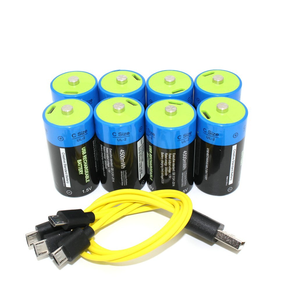 Etinesan 1.5V C 4500mWh li-polymer li-po rechargeable lithium li-ion powerful USB battery